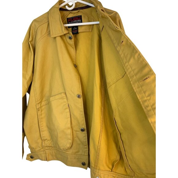 VTG 90s Fubu Yellow Coated Denim Jacket Mens XL Cotton Work RX10644 Oversize - Picture 5 of 11
